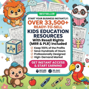 33,500+ Mega Kids Educational Bundle: Worksheets & Activities [PLR/MRR]