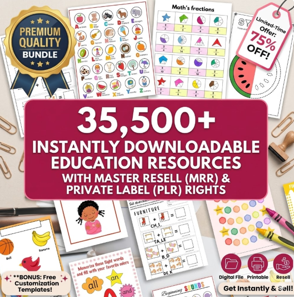Kids Educational Mega Bundle – 33,500 Files (PLR/MRR)