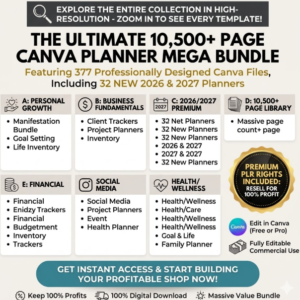 Canva Planner Mega Bundle – 10,500 Templates (PLR/MRR)