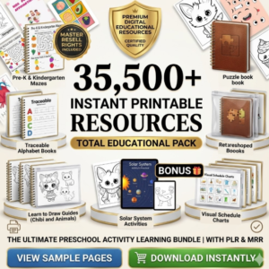35,500+ Kids Educational Worksheets Bundle (PLR/MRR)