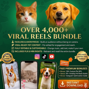 4000+ Viral Pet Clips Library – Dog & Cat Reels Ready to Post (PLR/MRR Included)