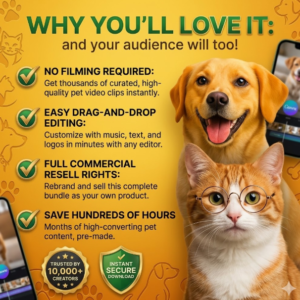 4000+ Viral Pet Clips Library – Dog & Cat Reels Ready to Post (PLR/MRR Included)