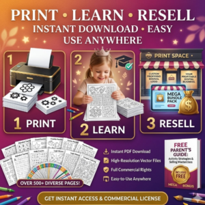 10K+ Printable Kids Coloring Pages Pack – Massive Activity Bundle with PLR/MRR Rights + Bonus