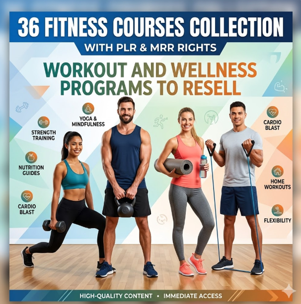 36 Done-For-You Fitness Courses with Full Resell Rights (PLR + MRR)