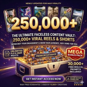 250K+ Viral Reels Library – Massive Social Media Content Vault with PLR/MRR Resell Rights