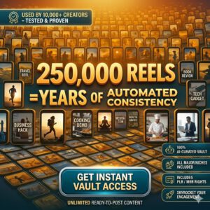 250K+ Viral Reels Library – Massive Social Media Content Vault with PLR/MRR Resell Rights