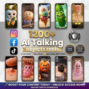 Ultimate Viral Reels Pack: 1200+ AI Talking Object Videos (PLR/MRR) — Post & Profit